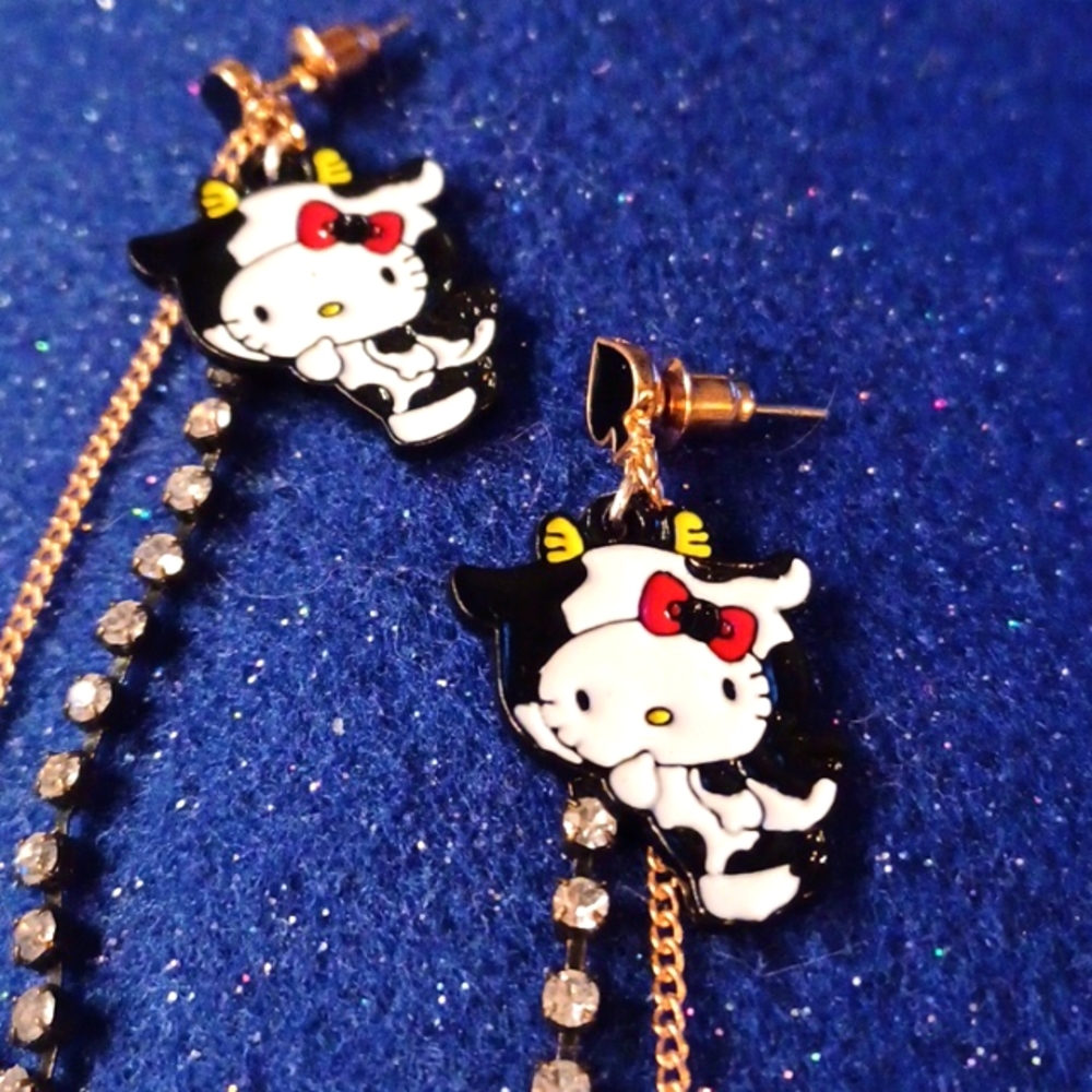 Hand Crafted Sanrio Hello Kitty Cattle Earrings
